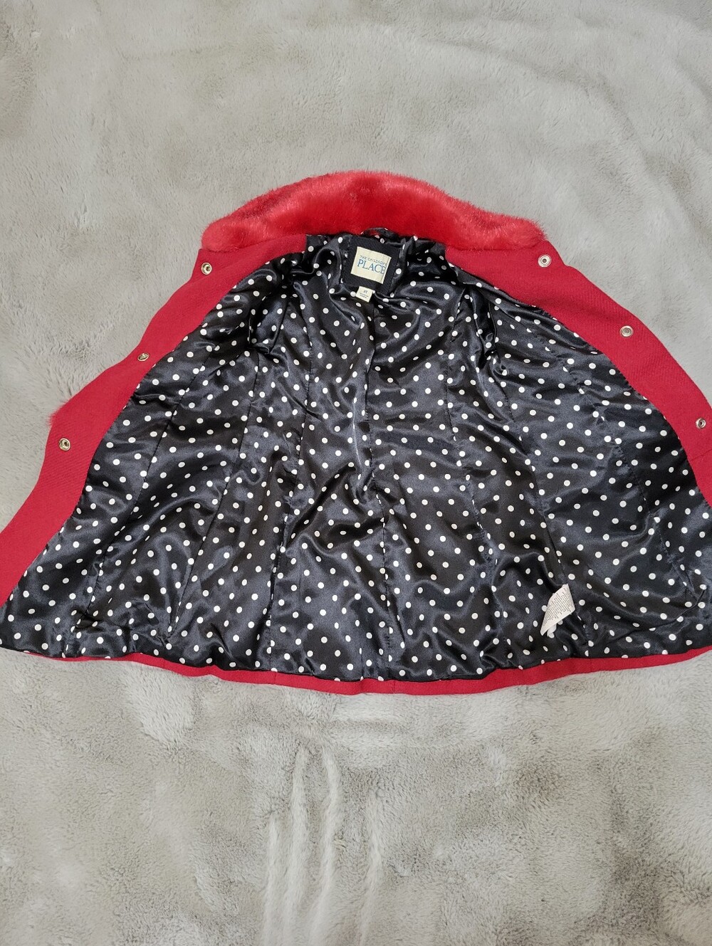 The Children's Place Red Faux Fur Toddler Girls Coat - Picture 2 of 5